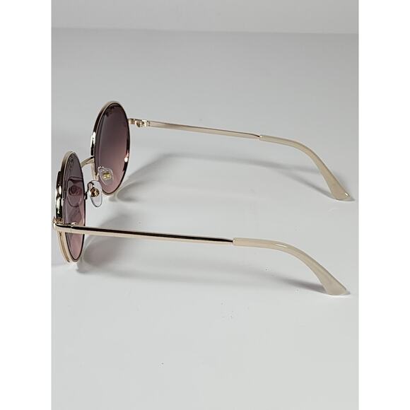 FGX by Foster Grant Gold & White Full Round Metal Frame Sunglasses 52077FGX020 - Picture 4 of 11